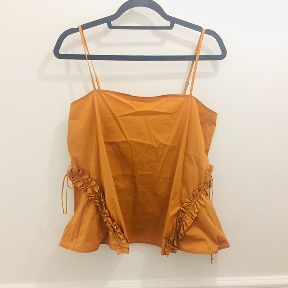 NWT Jason Wu Grey Ruffled Camisole Tank Top 6 burnt orange - Picture 2 of 7